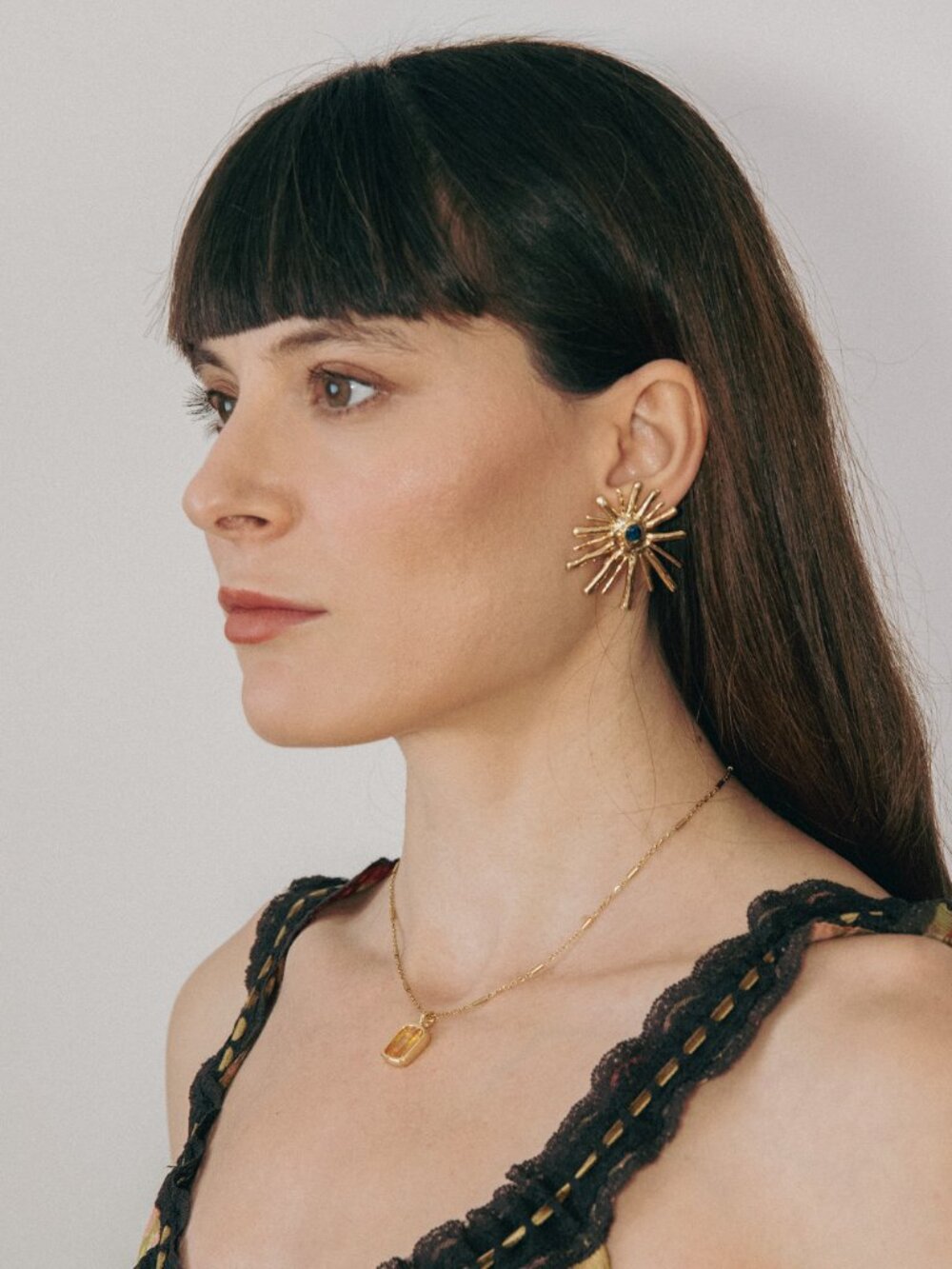 Solara Sunburst Earrings, Handmade Statement Jewelry, Organic Gold Plated Design